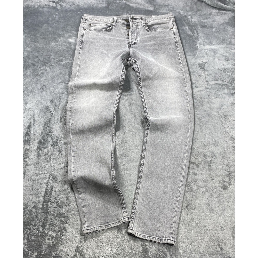 Rag & Bone Jeans Mens 34x32 Gray Denim Fit 1 Extra Slim Straight Leg Stretch USA